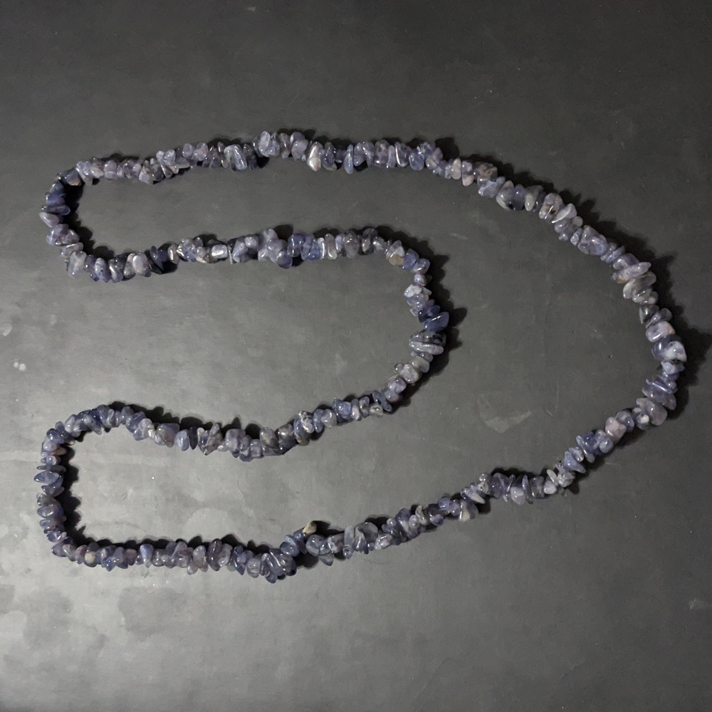 Blue Iolite Gemstone Chip Long Statement Necklace - image 1